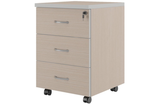 Тумба подкатная с 3 ящиками, цвет светлый дуб