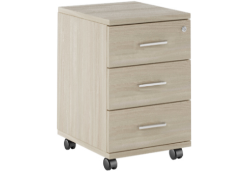 Тумба подкатная с 3 ящиками, цвет светлый дуб