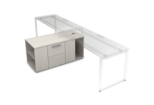 Тумба двухсторонняя с отсеком и двумя открытыми полками Платинум Персонал, цвет слоновая кость