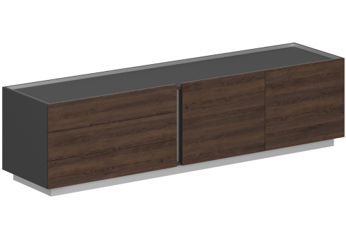 Тумба опорная приставная левая, цвет оникс серый + дуб темный