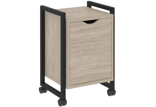 Тумба мобильная с распашным фасадом Европа, цвет дуб аттик + черный