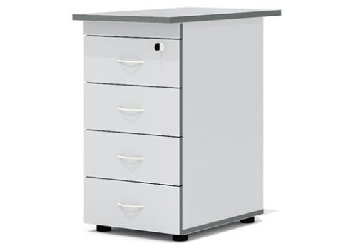 Тумба приставная (4 ящика с замком) Колибри, цвет светло-серый