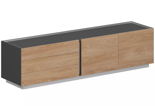 Тумба опорная приставная левая, цвет оникс серый + гикори