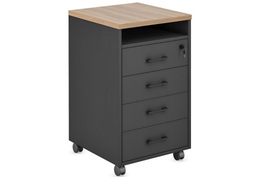 Тумба подкатная с 4 ящиками Франклин Персонал, цвет дуб + антрацит