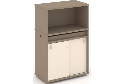 Тумба одиночная с надставкой низкой (набор №3, вариант 1), цвет латте + сатин