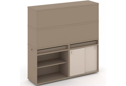 Тумба двойная с надставкой высокой (набор №13, вариант 2), цвет латте + капучино