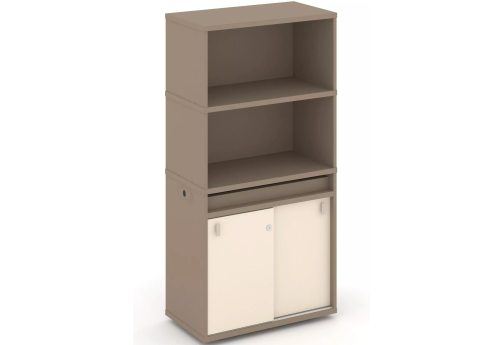 Тумба одиночная с надставкой высокой (набор №3, вариант 1), цвет латте + сатин