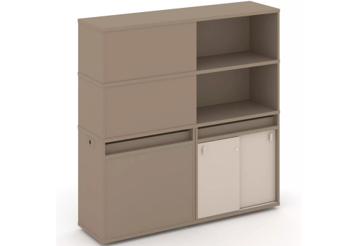 Тумба двойная с надставкой высокой (набор №20, вариант 2), цвет латте + капучино