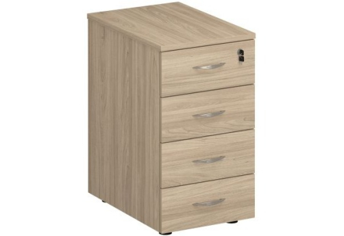 Тумба приставная для компактных столов 4 ящика с замком Тарли, цвет вяз светлый