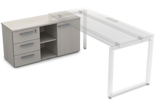 Тумба с 3-мя ящиками и дверкой Платинум Персонал, цвет слоновая кость