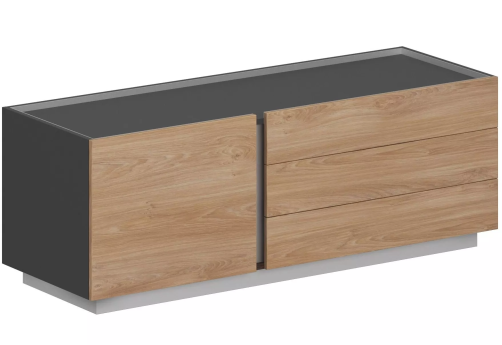 Тумба опорная приставная правая, цвет оникс серый + гикори