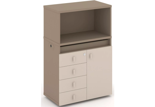 Тумба одиночная с надставкой низкой (набор №2, вариант 1), цвет латте + капучино