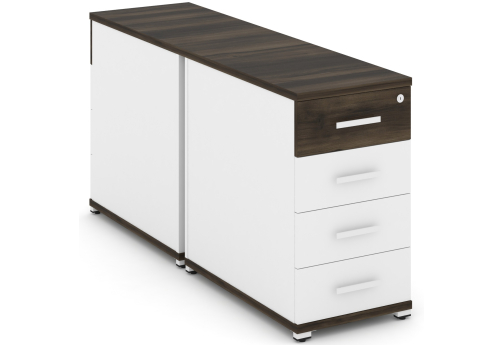 Тумба двухсторонняя опорная/приставная 4 ящика Динен, цвет дуб мали-белый