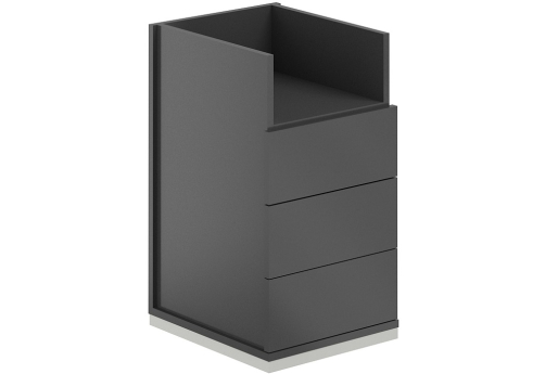 Тумба приставная 3 ящика с нишей с замком Фламинго, цвет антрацит