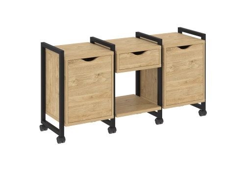 Тумба мобильная наборная вариант 7 Европа, цвет тиквуд светлый + черный