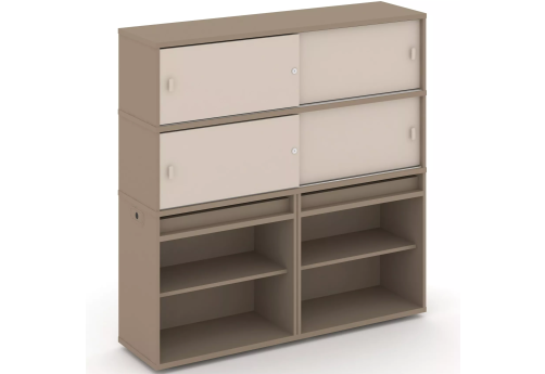 Тумба двойная с надставкой высокой (набор №2, вариант 1), цвет латте + капучино