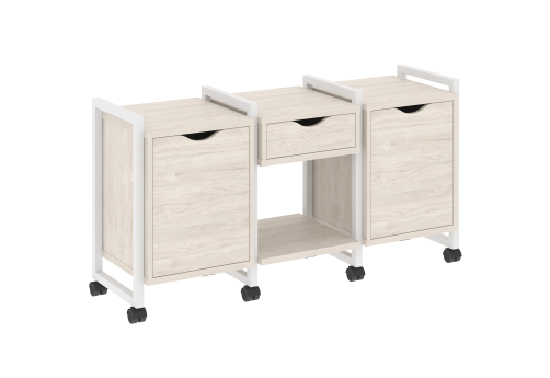 Тумба мобильная наборная вариант 7 Европа, цвет денвер светлый + белый
