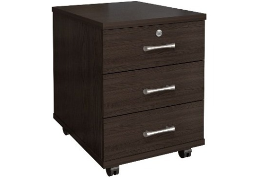 Тумба подкатная 3 ящика с замком, цвет венге