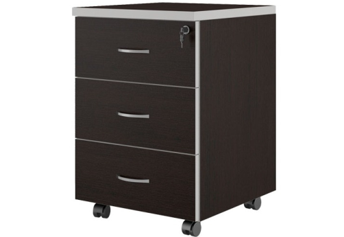 Тумба подкатная с 3 ящиками, цвет тёмный дуб