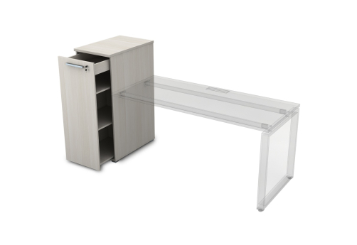 Тумба с выкатной секцией высокая Платинум Персонал, цвет слоновая кость