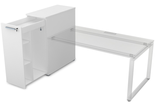 Тумба с выкатной секцией высокая Платинум Персонал, цвет белый премиум