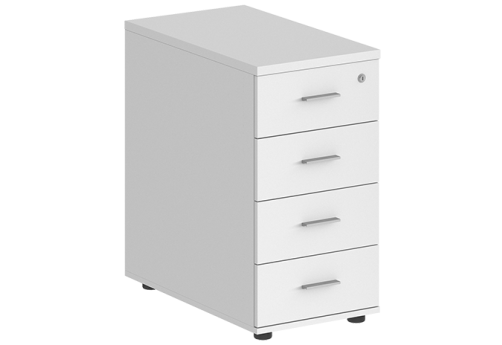 Тумба приставная с 4 ящиками с замком без топа Индиго Вуд, цвет белый