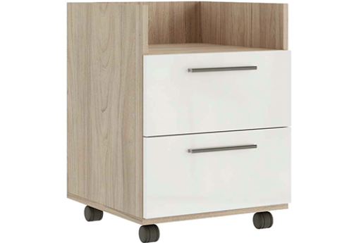 Тумба подкатная с 2 ящиками глянец Виенсо, цвет вяз + белый