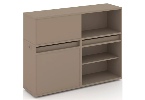 Тумба двойная с надставкой низкой (набор №11, вариант 2), цвет латте