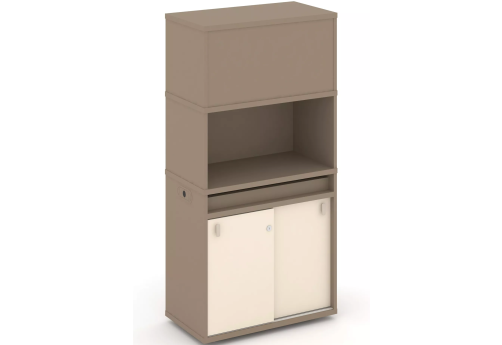 Тумба одиночная с надставкой высокой (набор №3, вариант 2), цвет латте + сатин