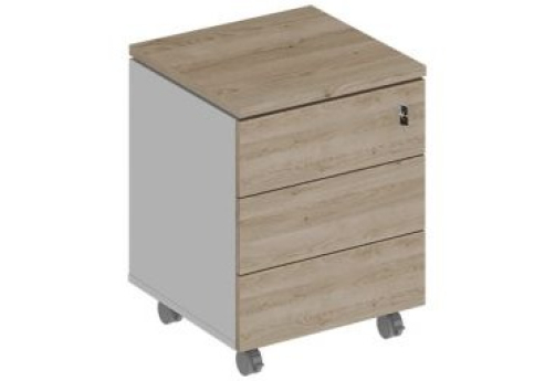 Тумба мобильная Римини, цвет дуб светлый + белый + дуб светлый