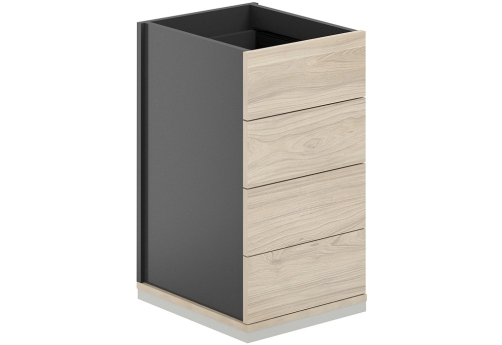 Тумба приставная 4 ящика метабокс с замком Фламинго, цвет антрацит + акация