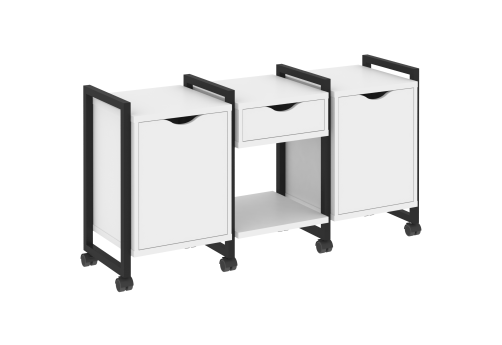 Тумба мобильная наборная вариант 7 Европа, цвет белый бриллиант + черный