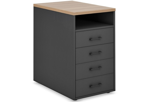 Тумба приставная с 4 ящиками Франклин Персонал, цвет дуб + антрацит