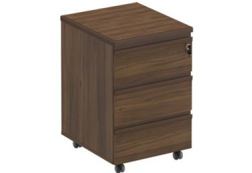 Тумба подкатная 3 ящика с замком Фиеста, цвет орех