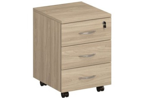 Тумба подкатаня 3 ящика с центральным замком Тарли, цвет вяз светлый