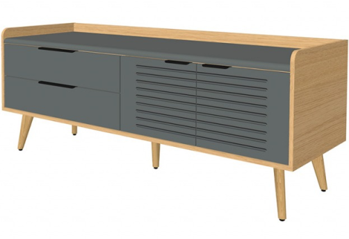 Опорная тумба рабочего стола левая, цвет графит + дуб сорано