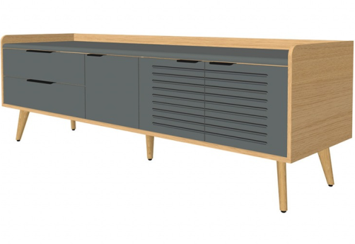 Опорная тумба рабочего стола левая, цвет графит + дуб сорано