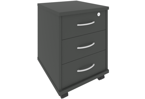Тумба подкатная (3 ящика с замком), Нотте, цвет антрацит