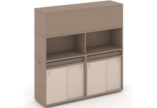 Тумба двойная с надставкой высокой (набор №7, вариант 4), цвет латте + капучино