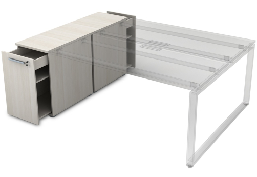Тумба с выкатной секцией и общим топом Платинум Персонал, цвет слоновая кость