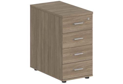 Тумба приставная с 4 ящиками (метабокс) с замком без топа Индиго Вуд, цвет дуб темный