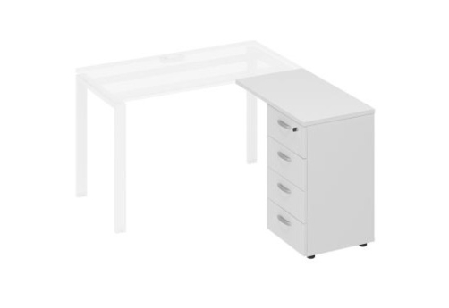 Тумба приставная (4 ящика) Мира Нумо, цвет белый премиум