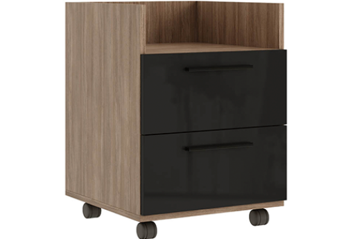 Тумба подкатная с 2 ящиками глянец Виенсо, цвет дуб + черный