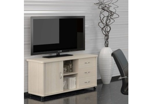 Греденция мобильная с 3 ящиками и дверью Адмирал, цвет дуб молочный