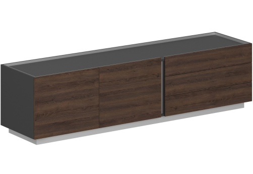 Тумба опорная приставная правая, цвет оникс серый + дуб темный