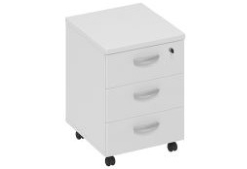 Тумба подкатная (3 ящика) Мира Нумо, цвет белый премиум