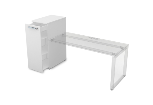 Тумба с выкатной секцией высокая Платинум Персонал, цвет белый премиум