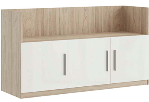 Креденция 3 двери с глянцевым фасадом Виенсо, цвет вяз + белый