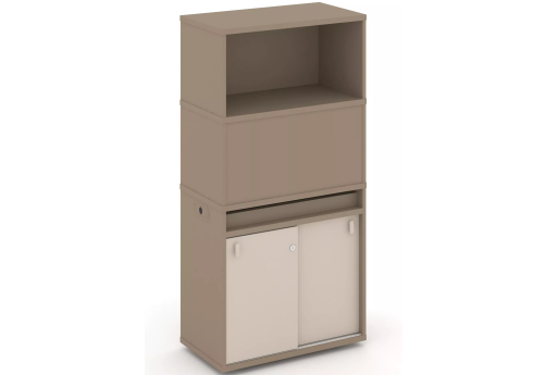 Тумба одиночная с надставкой высокой (набор №3, вариант 3), цвет латте + капучино