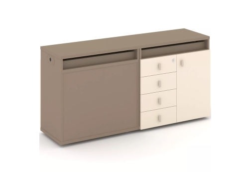 Тумба двойная с топом (набор №6, вариант 2), цвет латте + сатин